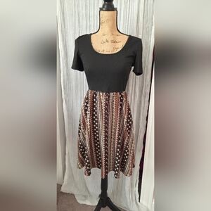 SHEIN Black and Brown Patterned Dress